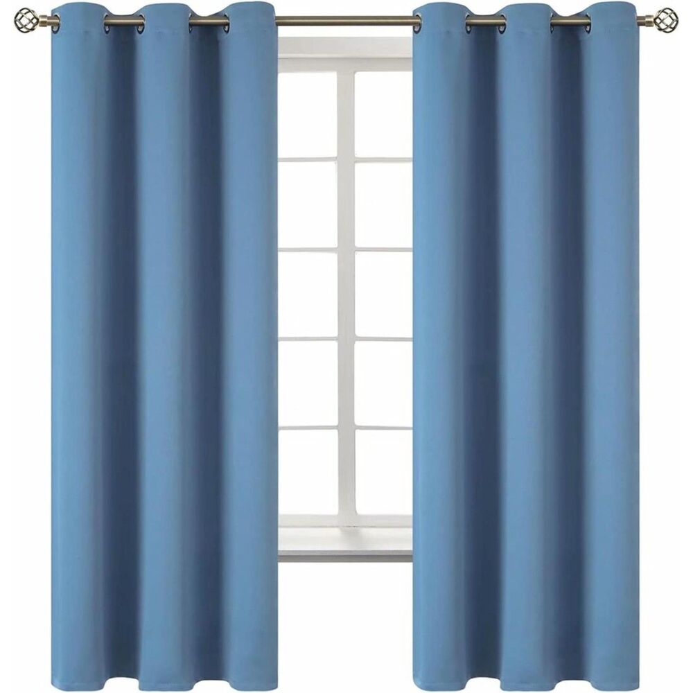 Brand New BGment Faded Denim Blackout Curtains 42″ W × 63″ L – Set of 2